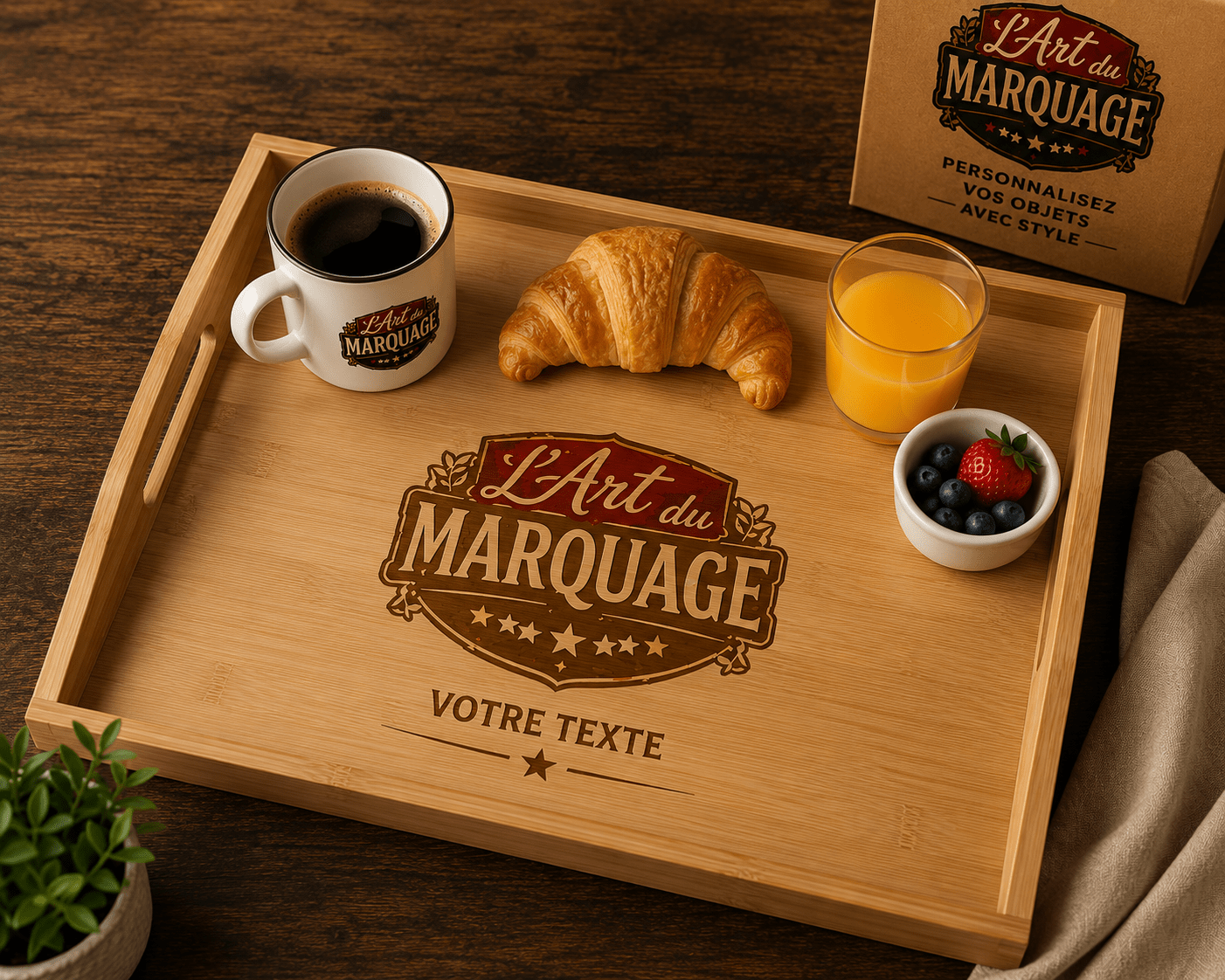 Plateau petit-déjeuner personnalisé